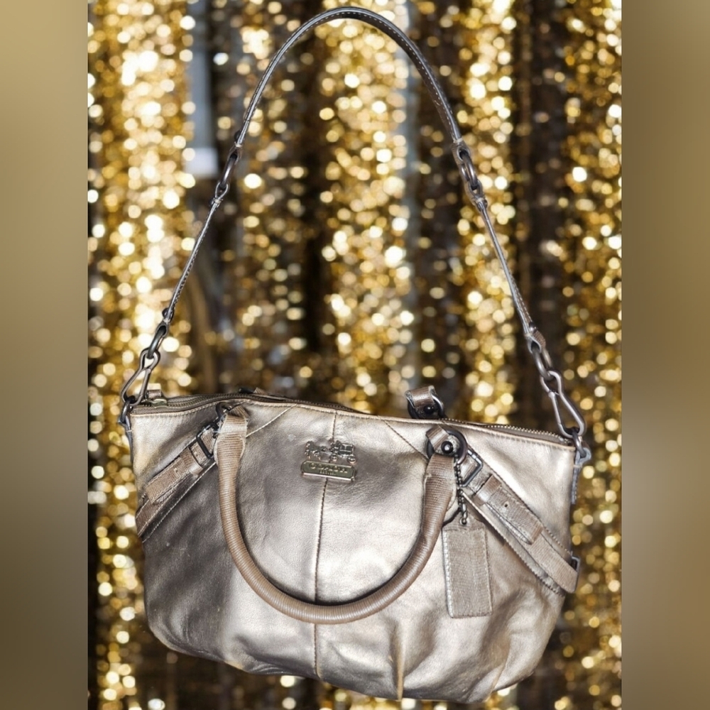 Vintage Coach Metallic Gold Madison Sophia Satchel - Picture 10 of 16